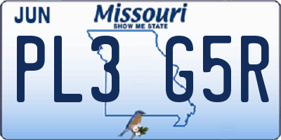 MO license plate PL3G5R