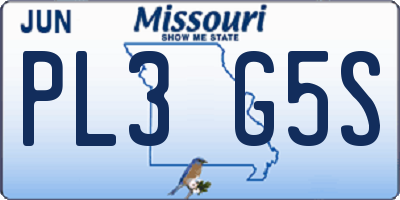 MO license plate PL3G5S