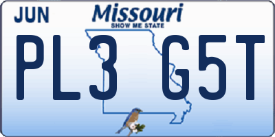 MO license plate PL3G5T