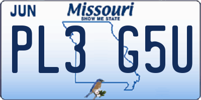 MO license plate PL3G5U
