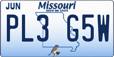 MO license plate PL3G5W
