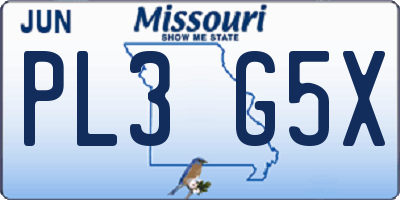 MO license plate PL3G5X
