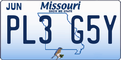 MO license plate PL3G5Y
