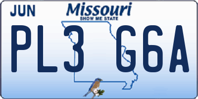 MO license plate PL3G6A