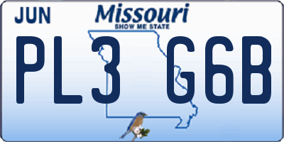 MO license plate PL3G6B