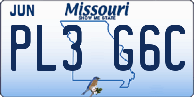 MO license plate PL3G6C