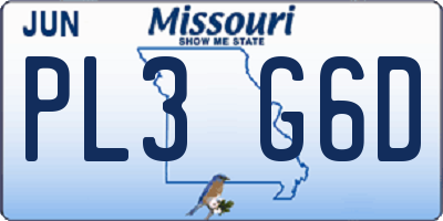 MO license plate PL3G6D
