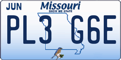 MO license plate PL3G6E