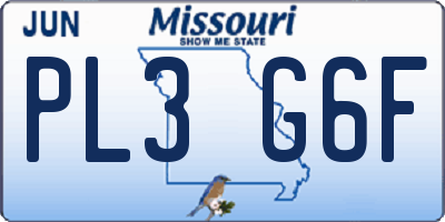 MO license plate PL3G6F
