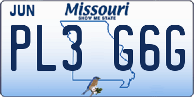 MO license plate PL3G6G