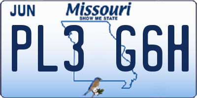 MO license plate PL3G6H