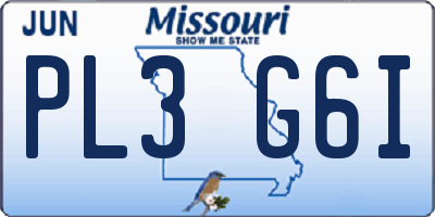 MO license plate PL3G6I