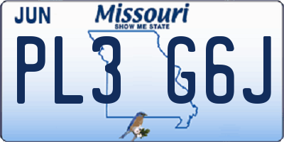 MO license plate PL3G6J