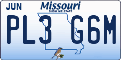 MO license plate PL3G6M