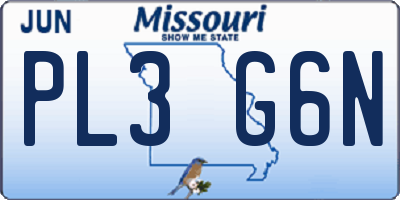 MO license plate PL3G6N