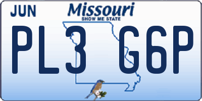 MO license plate PL3G6P