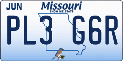 MO license plate PL3G6R
