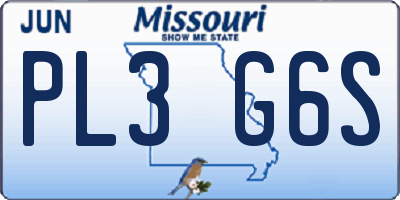 MO license plate PL3G6S