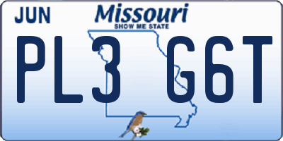 MO license plate PL3G6T