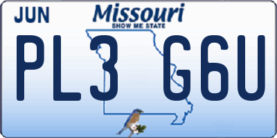 MO license plate PL3G6U