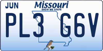 MO license plate PL3G6V