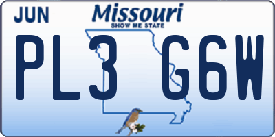 MO license plate PL3G6W