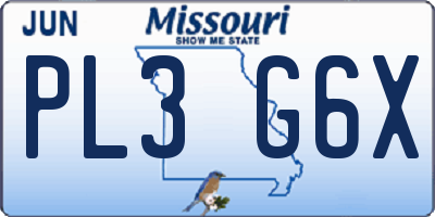MO license plate PL3G6X