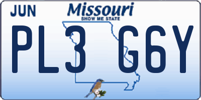 MO license plate PL3G6Y