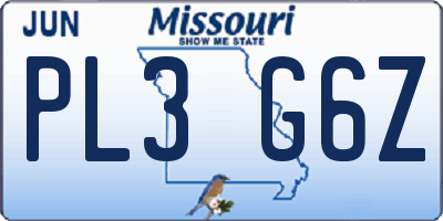 MO license plate PL3G6Z