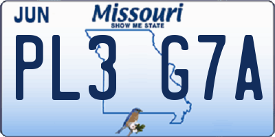 MO license plate PL3G7A