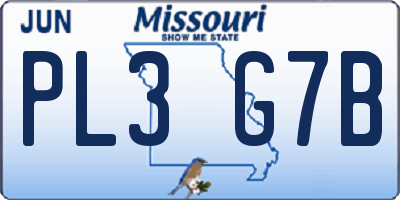 MO license plate PL3G7B
