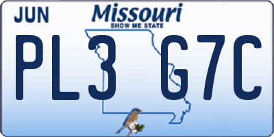 MO license plate PL3G7C