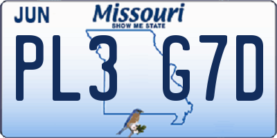 MO license plate PL3G7D