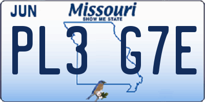 MO license plate PL3G7E