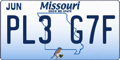 MO license plate PL3G7F