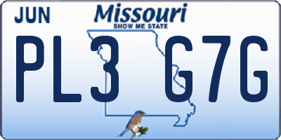 MO license plate PL3G7G