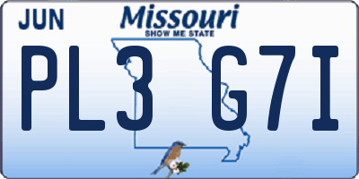 MO license plate PL3G7I