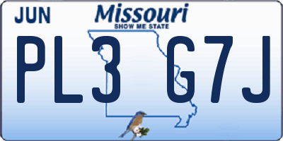 MO license plate PL3G7J