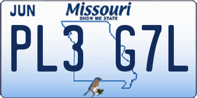 MO license plate PL3G7L