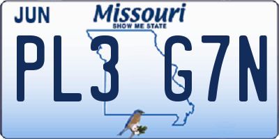 MO license plate PL3G7N