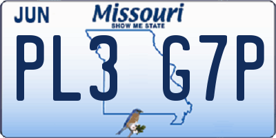 MO license plate PL3G7P