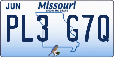 MO license plate PL3G7Q