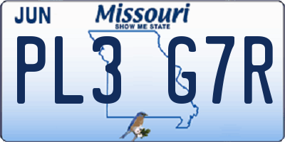 MO license plate PL3G7R