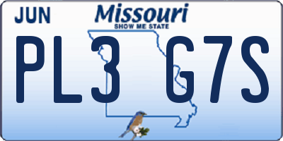 MO license plate PL3G7S