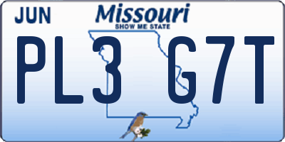 MO license plate PL3G7T