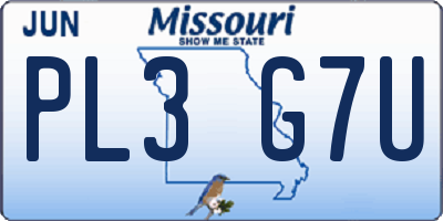 MO license plate PL3G7U