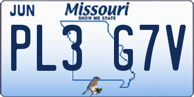 MO license plate PL3G7V
