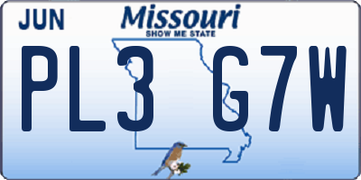 MO license plate PL3G7W