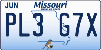 MO license plate PL3G7X