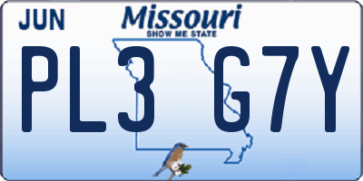 MO license plate PL3G7Y